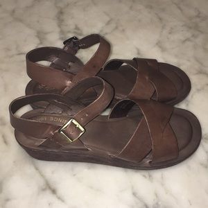 Kork Ease Brown Leather Strap Sandals Size 8